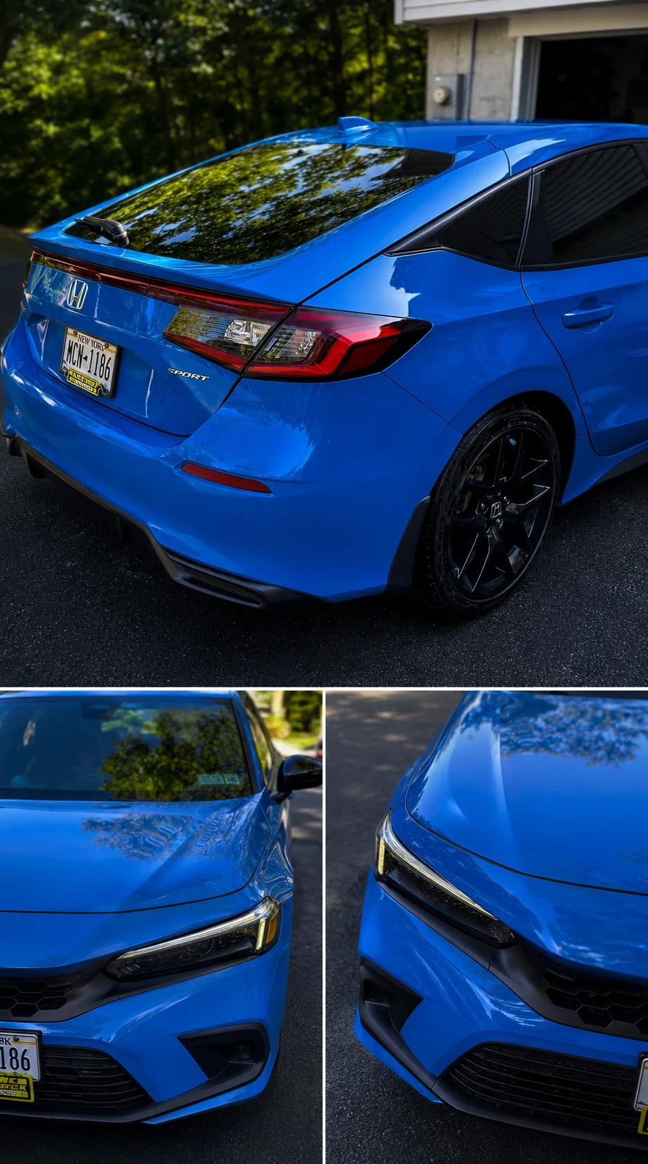 Blue Honda Civic detailed exterior collage
